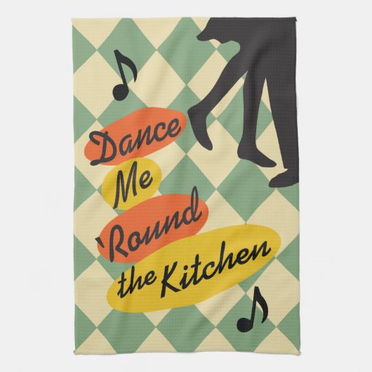Dance me Round the Kitchen retro Theedoek (Verticaal)