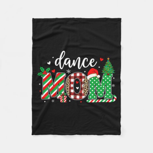 Dance Mom Christmas Buffalo Plaid Leopard Santa Ha Fleece Deken (Voorkant)