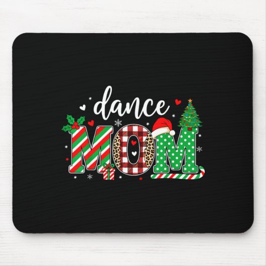 Dance Mom Christmas Buffalo Plaid Leopard Santa Ha Muismat (Voorkant)