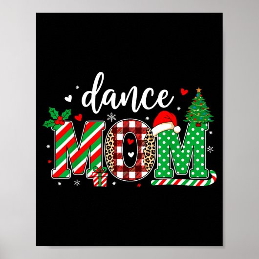 Dance Mom Christmas Buffalo Plaid Leopard Santa Ha Poster (Voorkant)