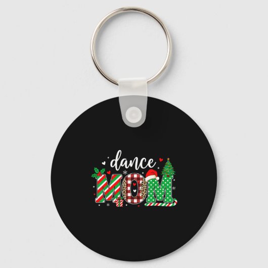 Dance Mom Christmas Buffalo Plaid Leopard Santa Ha Sleutelhanger (Voorkant)