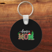 Dance Mom Christmas Buffalo Plaid Leopard Santa Ha Sleutelhanger (Voorkant)