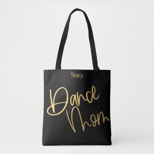 Dance Mom Goud en Zwart Schattige Gepersonaliseerd Tote Bag (Voorkant)