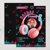 Dance Music Birthday Party Invitation Version Kaart (Voorkant / Achterkant)