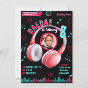 Dance Music Birthday Party Invitation Version Kaart