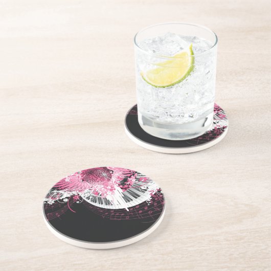 Dance Music Disco Ball Piano Muzieknoten Onderzett Zandsteen Onderzetter (Zijkant)