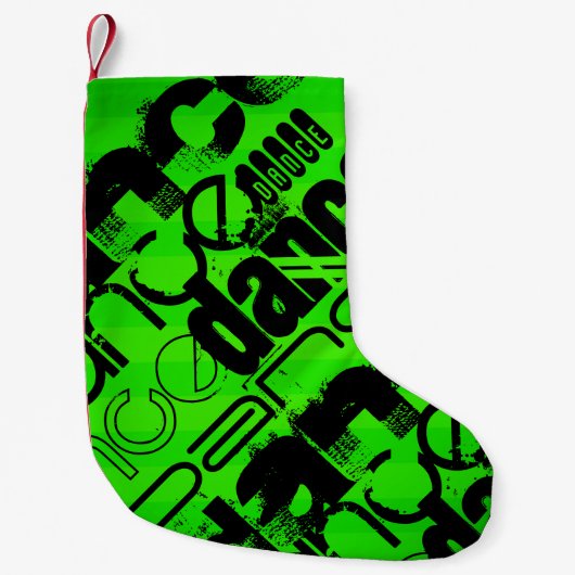 Dance; Neon Green Stripes Kleine Kerstsok (Voorkant)