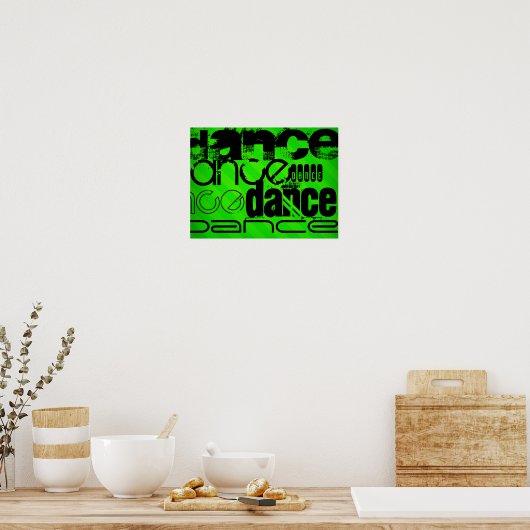 Dance; Neon Green Stripes Poster (Keuken)
