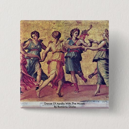 Dance of Apollo met de muizen van Romano Giulio Vierkante Button 5,1 Cm (Voorkant)
