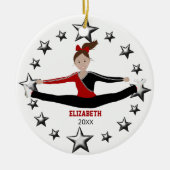 Dance of Cheer Brunette Red en Black Keramisch Ornament (Voorkant)