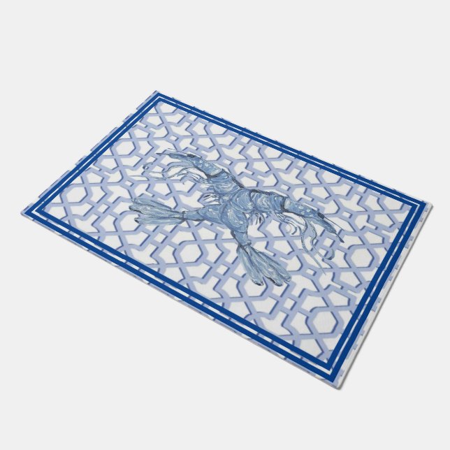 Dance of the Blue Shrimp Doormat Mat Rug (Schuin)
