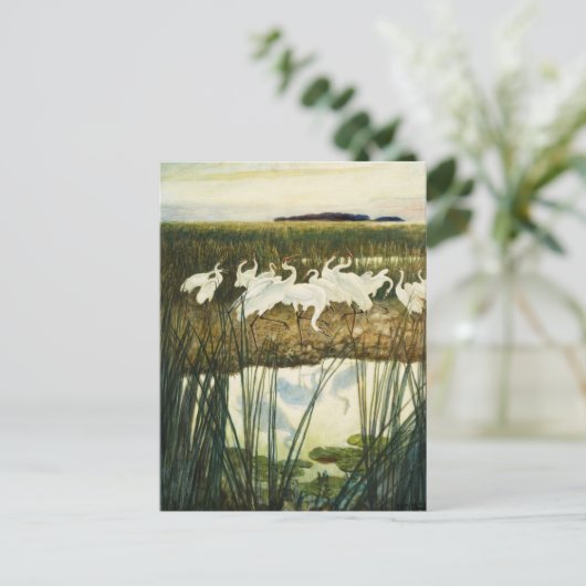 Dance of the Whooping Cranes van N.C. Wyeth Feestdagenkaart (Staand voorkant)