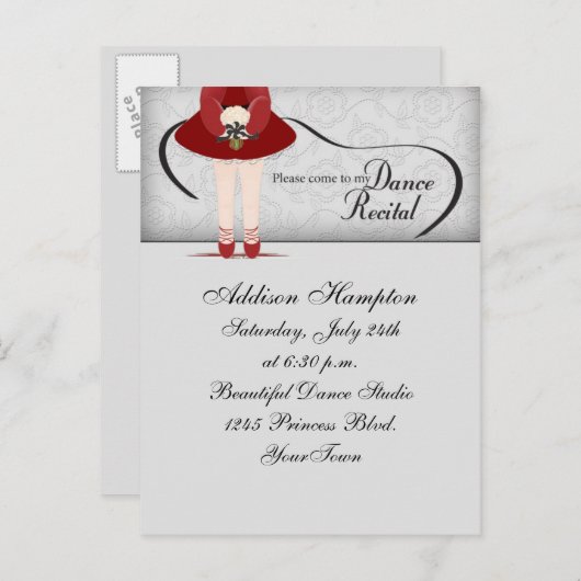 Dance Overweging Briefkaart Uitnodiging (Voorkant / Achterkant)