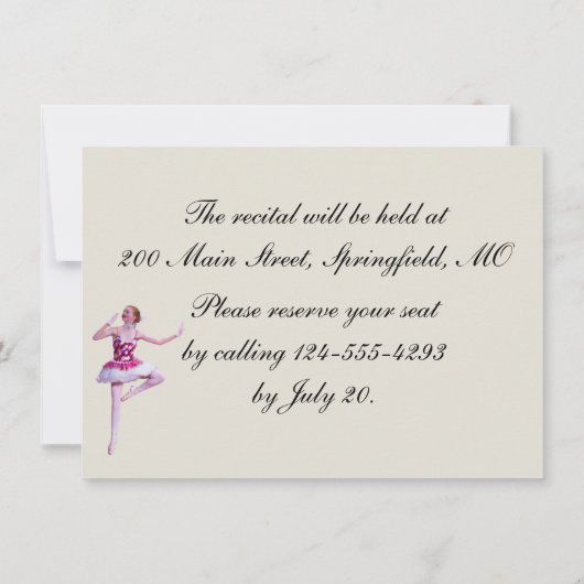Dance Overweging Invitation, Ballerina,  Kaart (Achterkant)