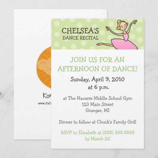 Dance Overweging Uitnodigingen (Voorkant / Achterkant)