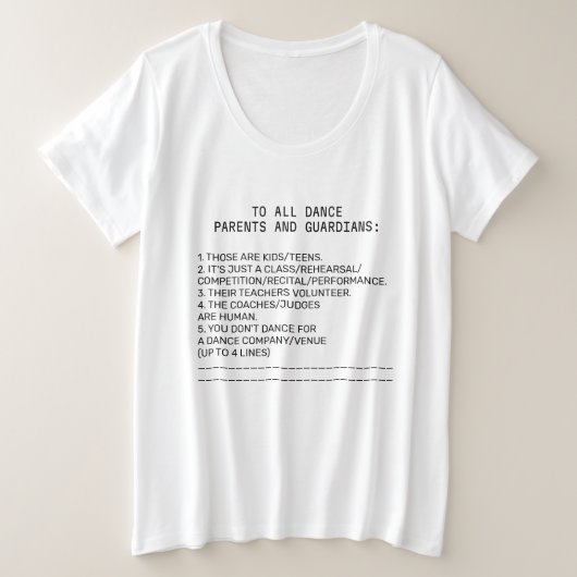 Dance Parent Herinder Apple Grote Maat T-shirt (Design voorkant)