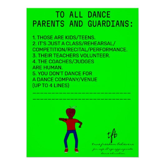 Dance Parent Herinder Apple Limoen Perfect Poster (Voorkant)