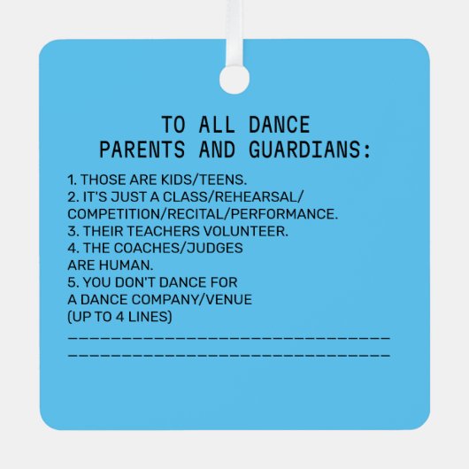 Dance Parent Herinder Apple Sky Blue Metalen Ornament (Voorkant)