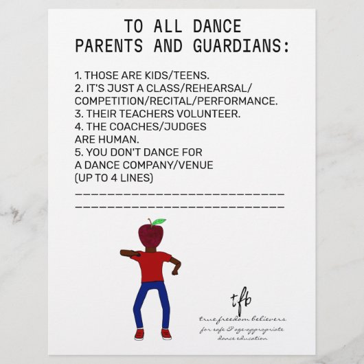 Dance Parent Herinder Apple White Flyer (Voorkant)