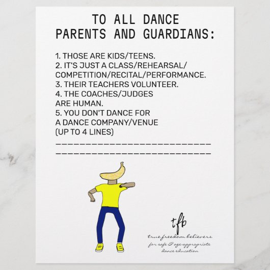 Dance Parent Reminder Banana Limoen Flyer (Voorkant)