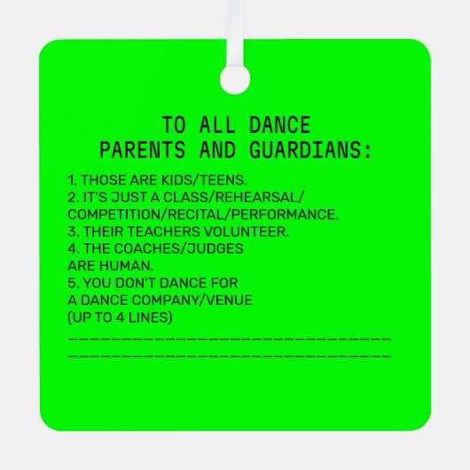 Dance Parent Reminder Banana Limoen Metalen Ornament (Voorkant)