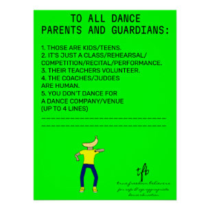 Dance Parent Reminder Banana Limoen Poster