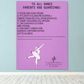 Dance Parent Reminder Sheep Lavender Canvas Afdruk (Insitu (Houten vloer))