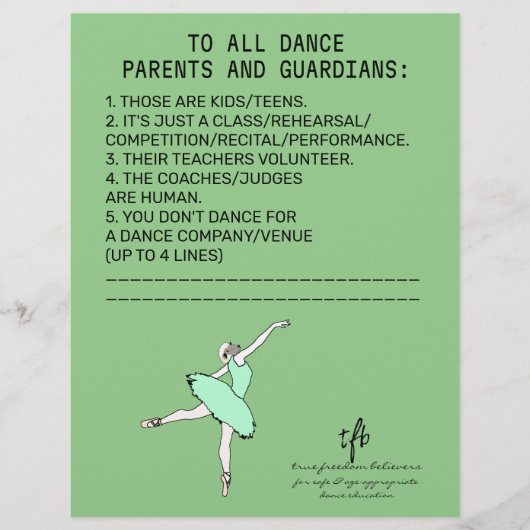 Dance Parent Reminder Sheep Sage Flyer (Voorkant)