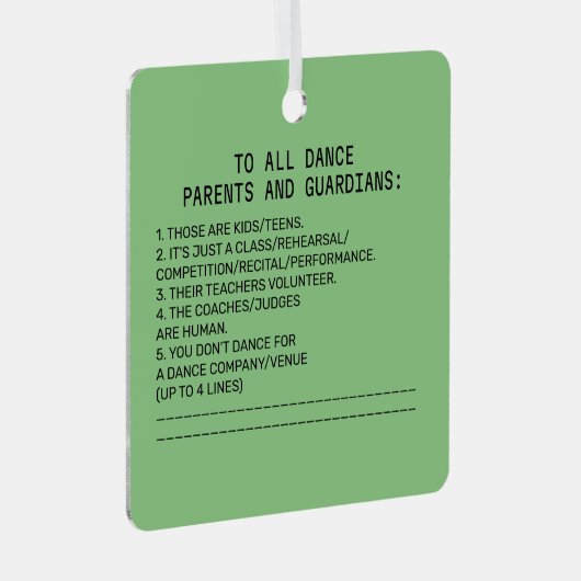 Dance Parent Reminder Sheep Sage Metalen Ornament (Voorkant Rechts)