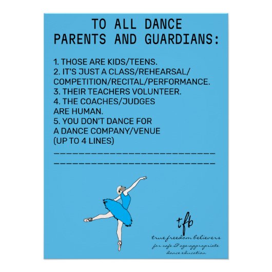 Dance Parent Reminder Sheep Sky Blue Perfect Poster (Voorkant)
