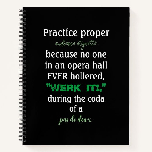 Dance Parents Audience Etiquette Green Notitieboek (Voorkant)