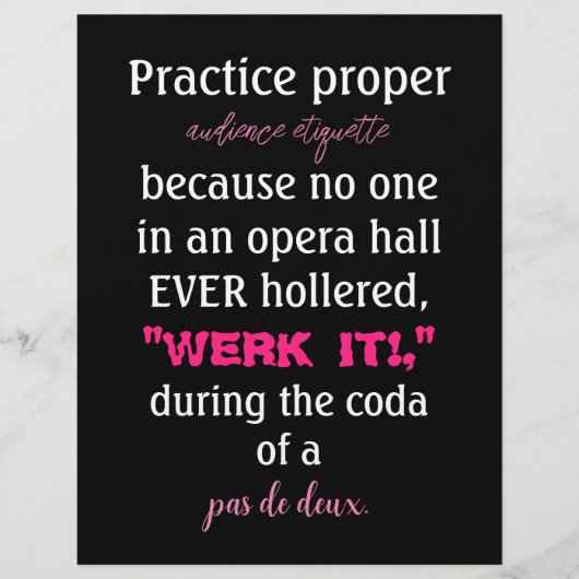 Dance Parents Audience Etiquette Pink Flyer (Voorkant)