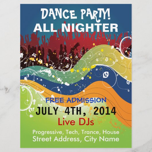Dance Party All Nighter Flyer (Achterkant)