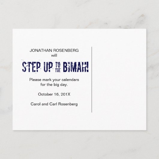 Dance Party Bar Mitswa Bewaar de datum Aankondigingskaart (Achterkant)