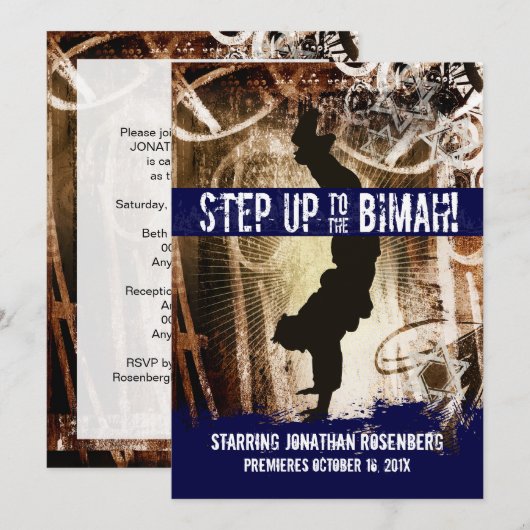 Dance Party Bar Mitzvah Uitnodiging (Voorkant / Achterkant)