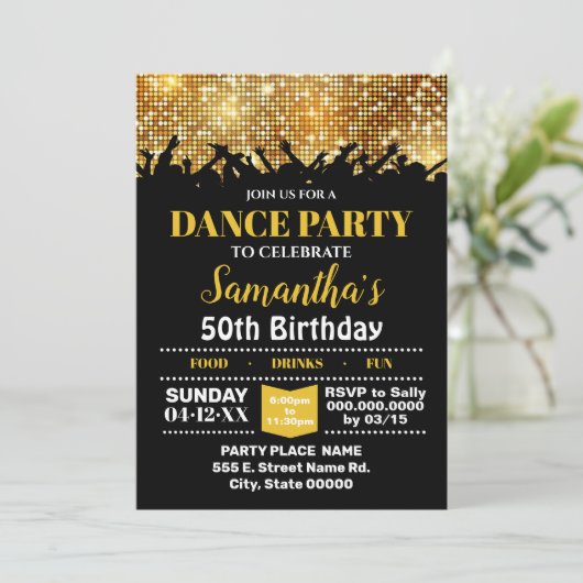 Dance party bash kaart (Staand voorkant)