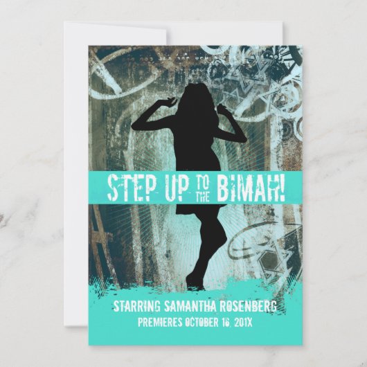 Dance Party Bat Mitzvah Invitation in Turquoise Kaart (Voorkant)