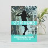 Dance Party Bat Mitzvah Invitation in Turquoise Kaart (Staand voorkant)