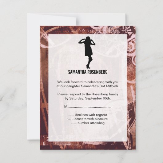 Dance Party Bat Mitzvah RSVP-antwoordkaart RSVP Kaartje (Voorkant)