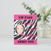 Dance Party Birthday Invitation - VIP Event Pass Kaart (Staand voorkant)