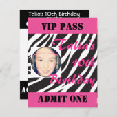 Dance Party Birthday Invitation - VIP Event Pass Kaart (Voorkant / Achterkant)