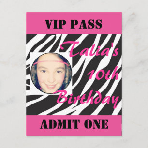 Dance Party Birthday Invitation - VIP Event Pass Kaart