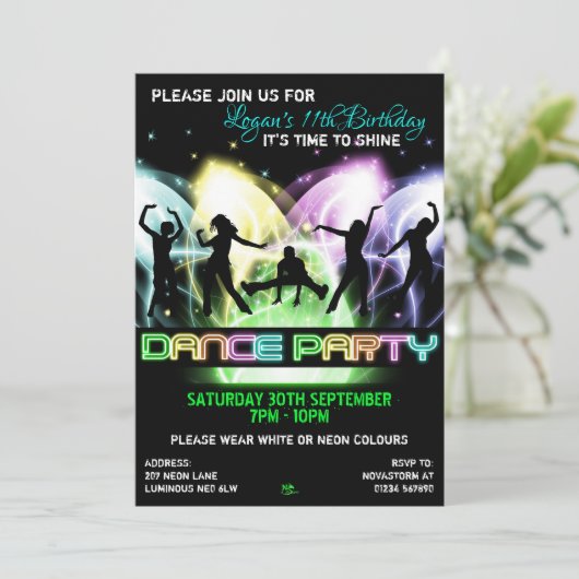 Dance Party Birthday Invitations Kaart (Staand voorkant)