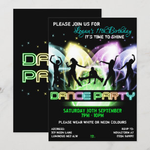 Dance Party Birthday Invitations Kaart