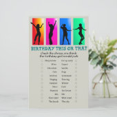 Dance party Birthday This or that Game (Staand voorkant)
