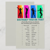 Dance party Birthday This or that Game (Voorkant / Achterkant)