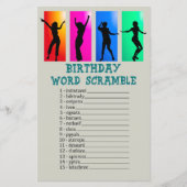 Dance party Birthday Word Scramble Game (Voorkant)