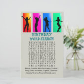 Dance party Birthday Word Search Game (Staand voorkant)