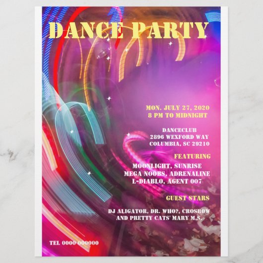 DANCE PARTY DRAAIKOLK AANPASBAAR ,TEKST. FLYER (Voorkant)