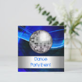 Dance Party Event Blue Silver Mirrorball Kaart (Staand voorkant)